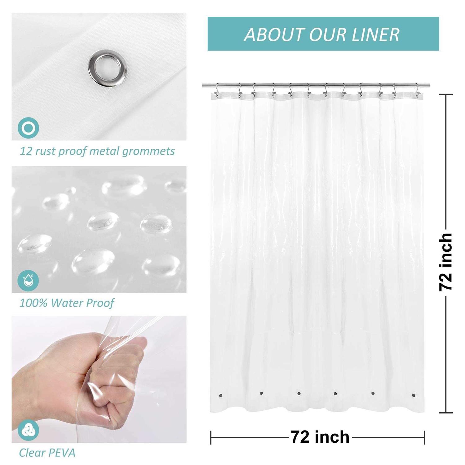 Mrs Awesome Shower Curtain Liner with 6 Magnets Clear Peva 8G Thick & Heavy Duty - Image 5