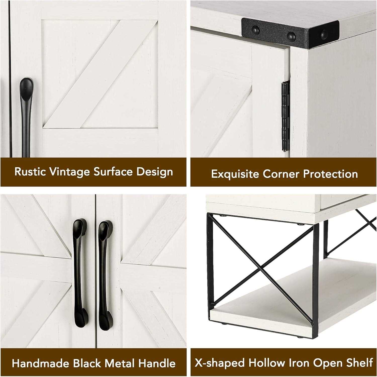 RUSTOWN Farmhouse Rustic Medicine Cabinet with Two Barn Door,Wood Wall Mounted Storage Cabinet with Adjustable Shelf and Towel Bar - Image 3