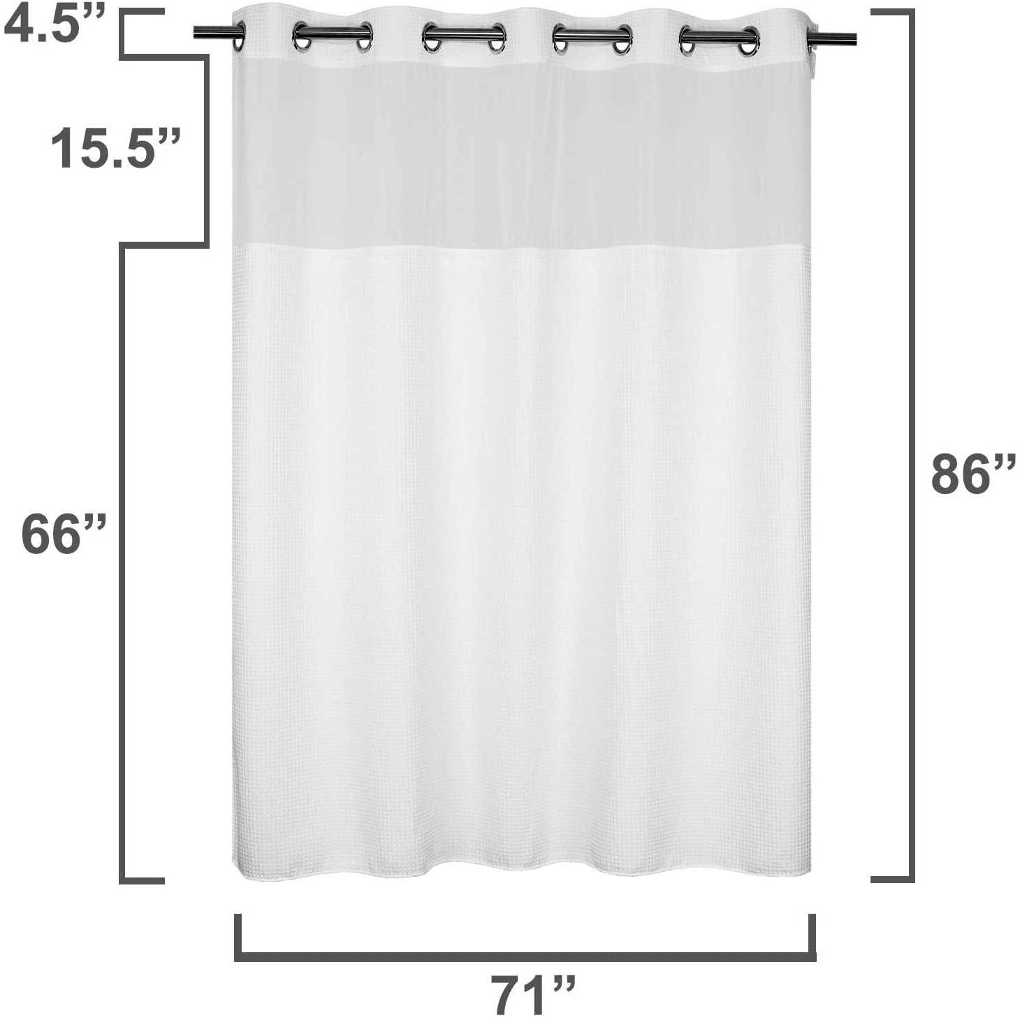 River Dream White Fabric Shower Curtain Set Cotton Blend Waffle Weave - Image 5