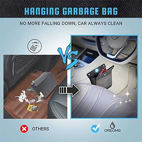 Creomg Car Trash Bag, Superior PU Leather with LED Light and Magnet Closure Design, Bundle with Tissue Box and 30 Disposable Inner Garbage Bags - Image 4