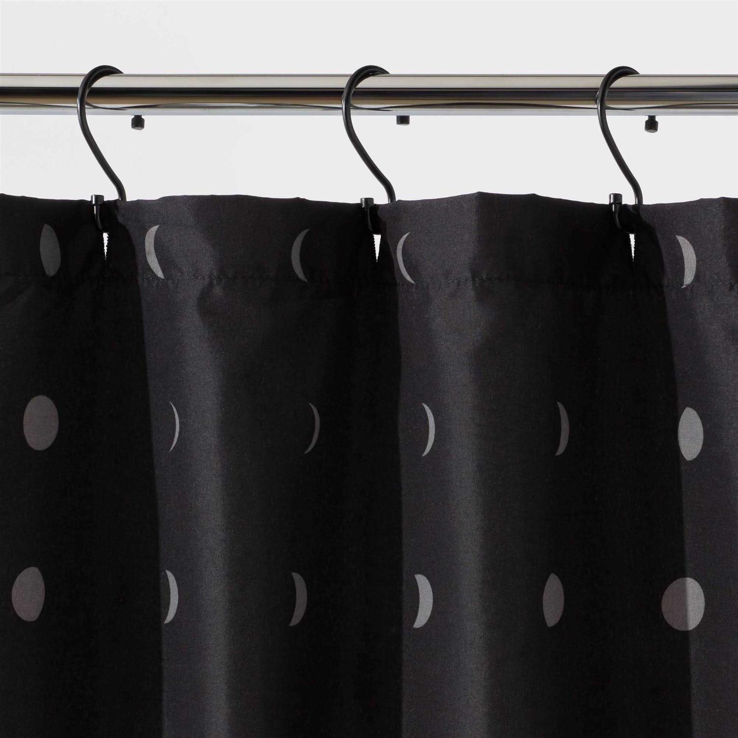 Room Essentials Moon Microfiber Shower Curtain Gray/Black - Image 3