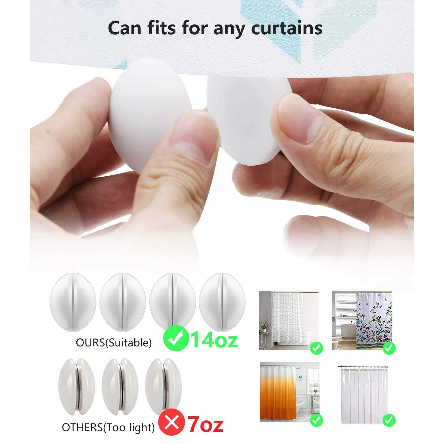 Shower Curtain Weights Magnetic Silicone Wrapped Heavy Duty Premium Shower Curtain Liner Clips Added Weight - Image 4
