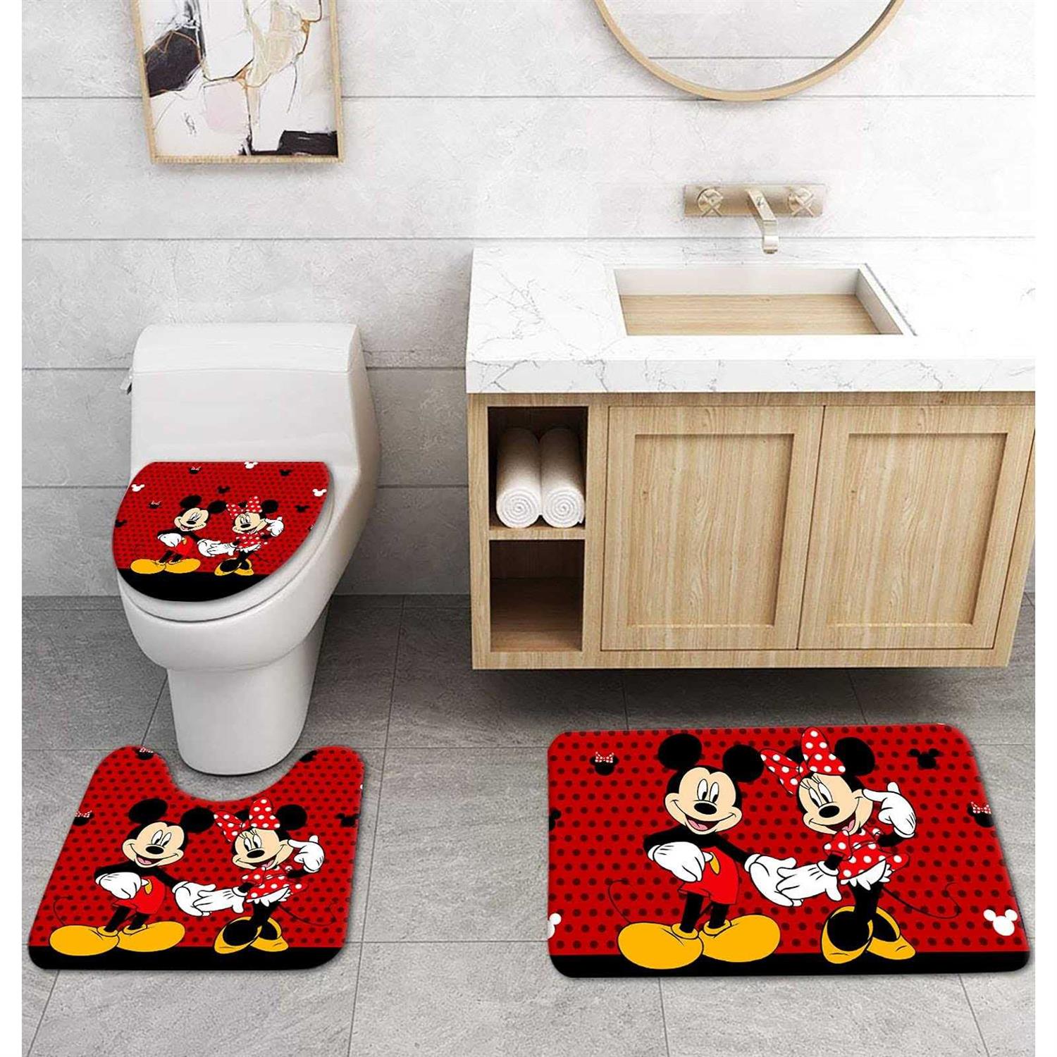 Plmzuok 4pcs Shower Curtain Set With Non-slip Rugs, Toilet Lid Cover and Bath Mat - Image 3