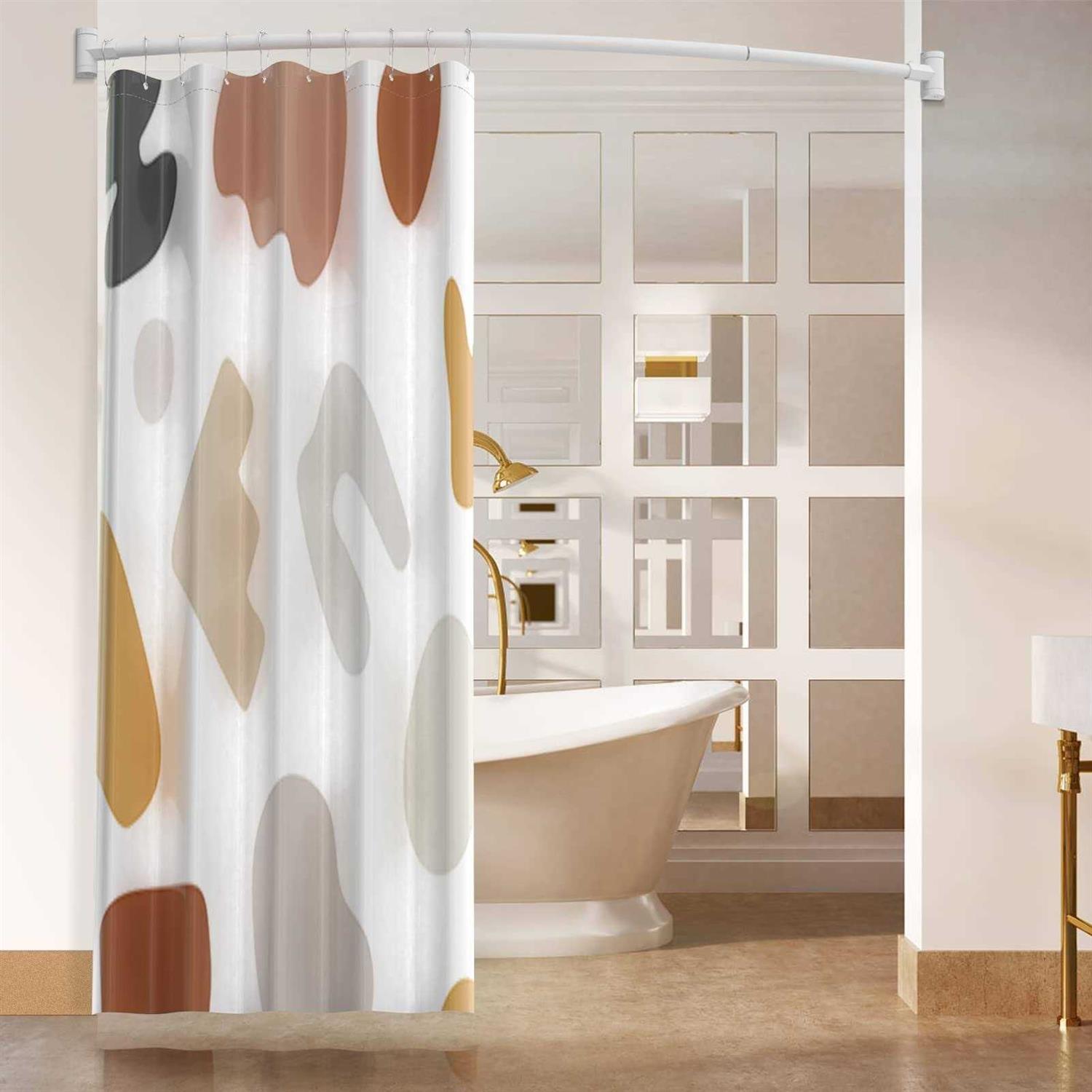 Prettyhome Adjustable Arched Curved Shower Curtain Rod Rustproof Expandable Aluminum Metal Shower Rod 38-72 Inches Telescoping Design Exquisite - Image 5