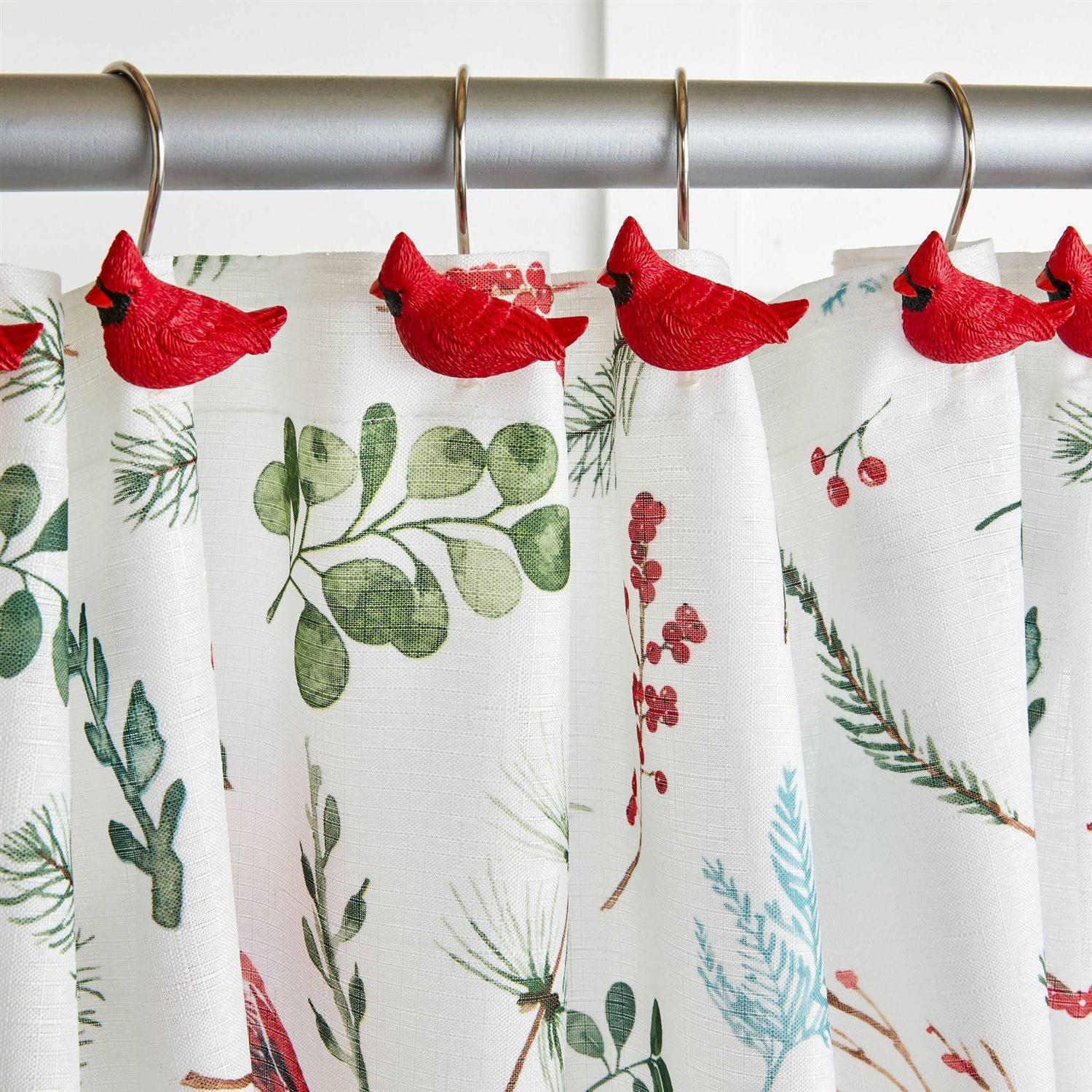 SKL Home Berry Cardinal Shower Curtain and Hook Set - Image 4