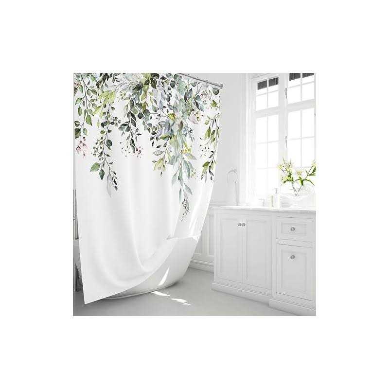 BTTN Long Shower Curtain Shower Curtain Set with 12 Hooks - Image 3