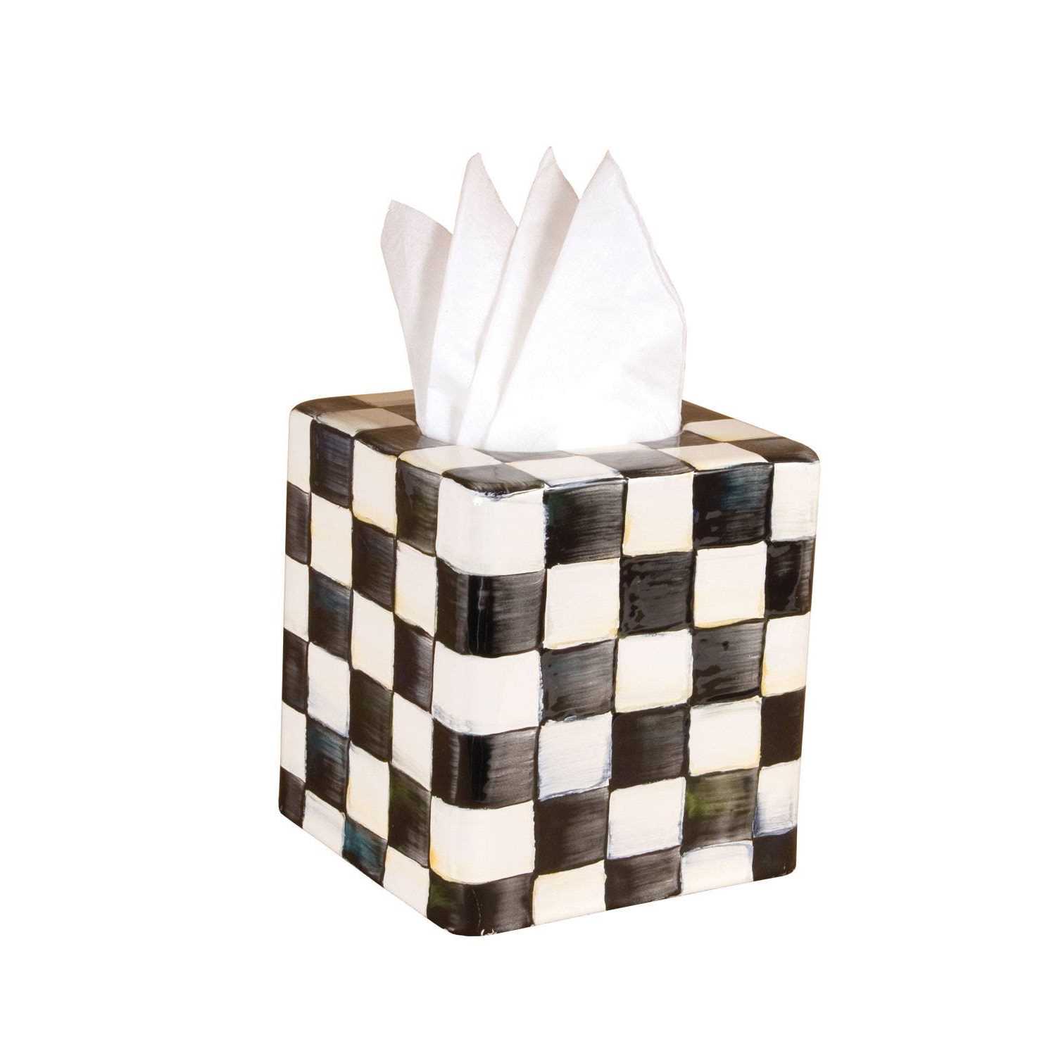 MacKenzie-Childs Check Enamel Tissue Box Cover