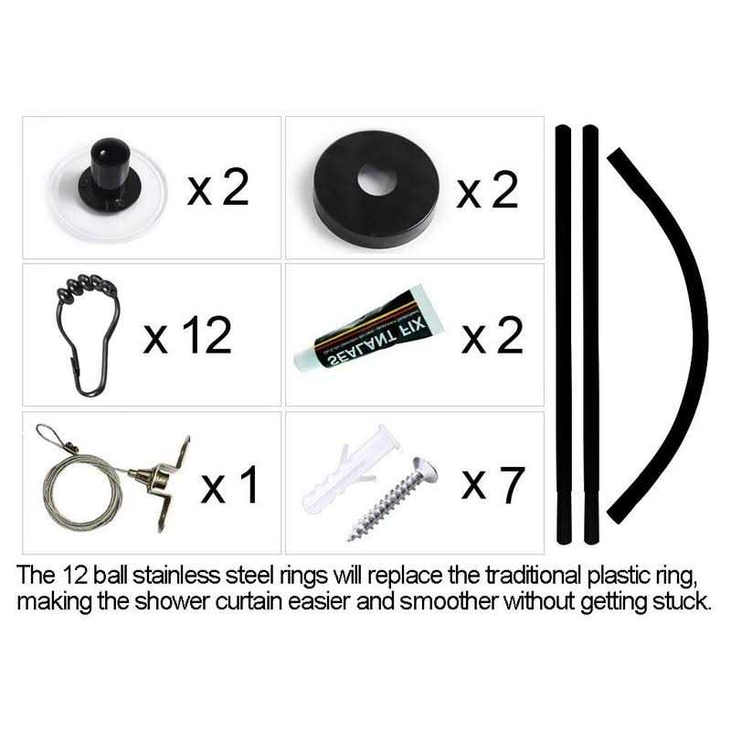 Sikaiqi Stretchable 304 Stainless L Shaped Bathroom Bathtub Corner Shower Curtain Rod Rack - Image 5