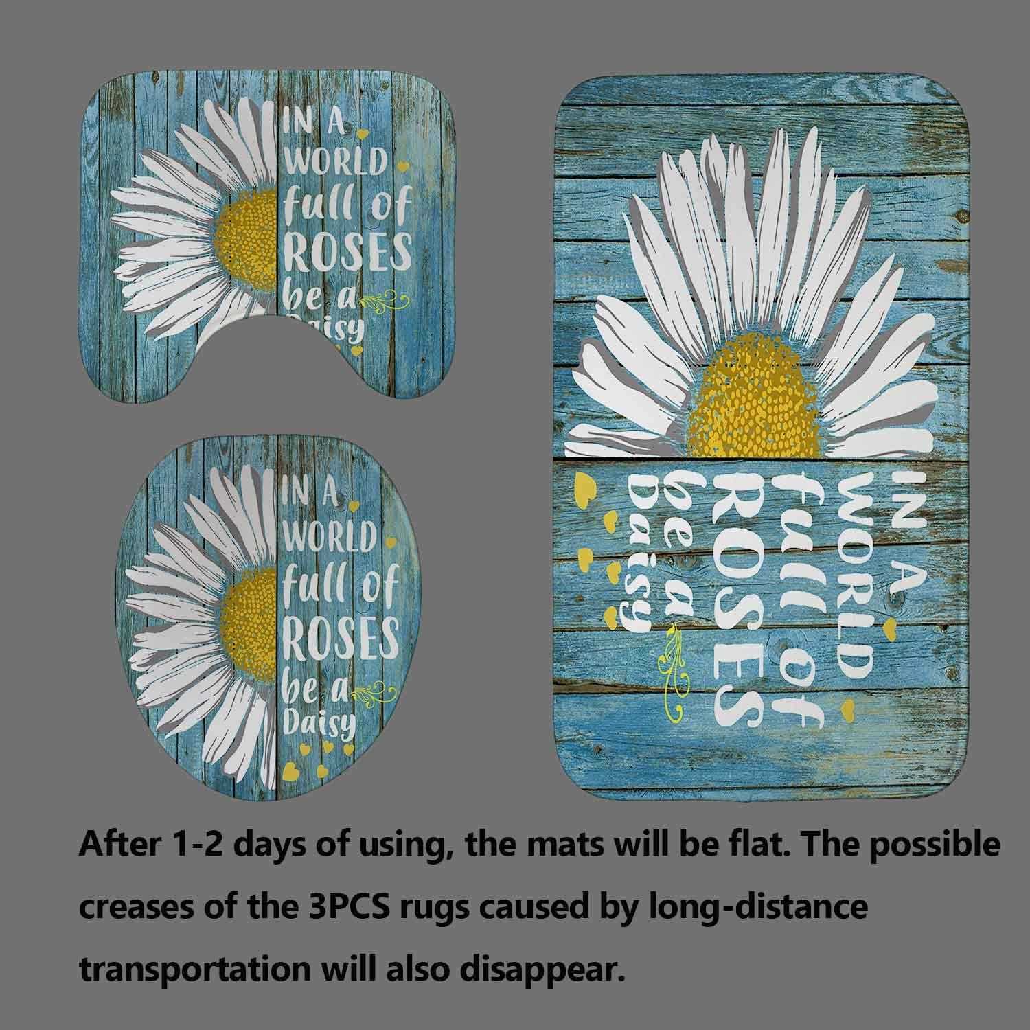 OLEBETY 4PCS Shower Curtain Set Rustic - Image 3