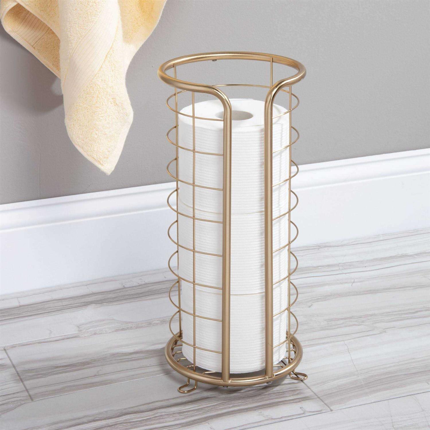 mDesign Metal Toilet Paper Holder Stand - Image 3