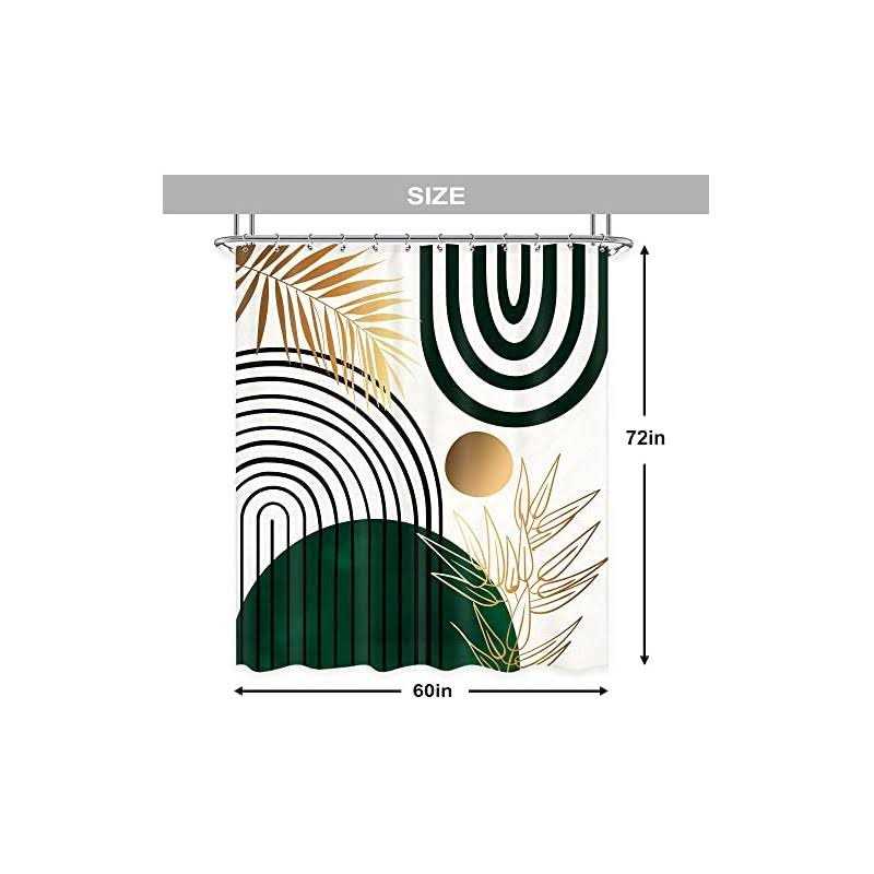 Newsely Mid Century Abstract Boho Shower Curtain 60wx72h Inch Neutral Plants Bot - Image 5
