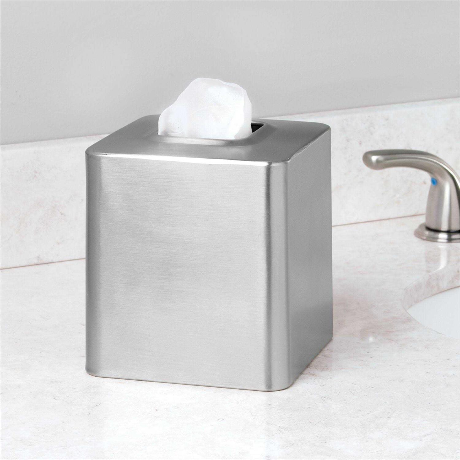 mDesign Metal Square Tissue Box Cover for Bathroom - Image 3