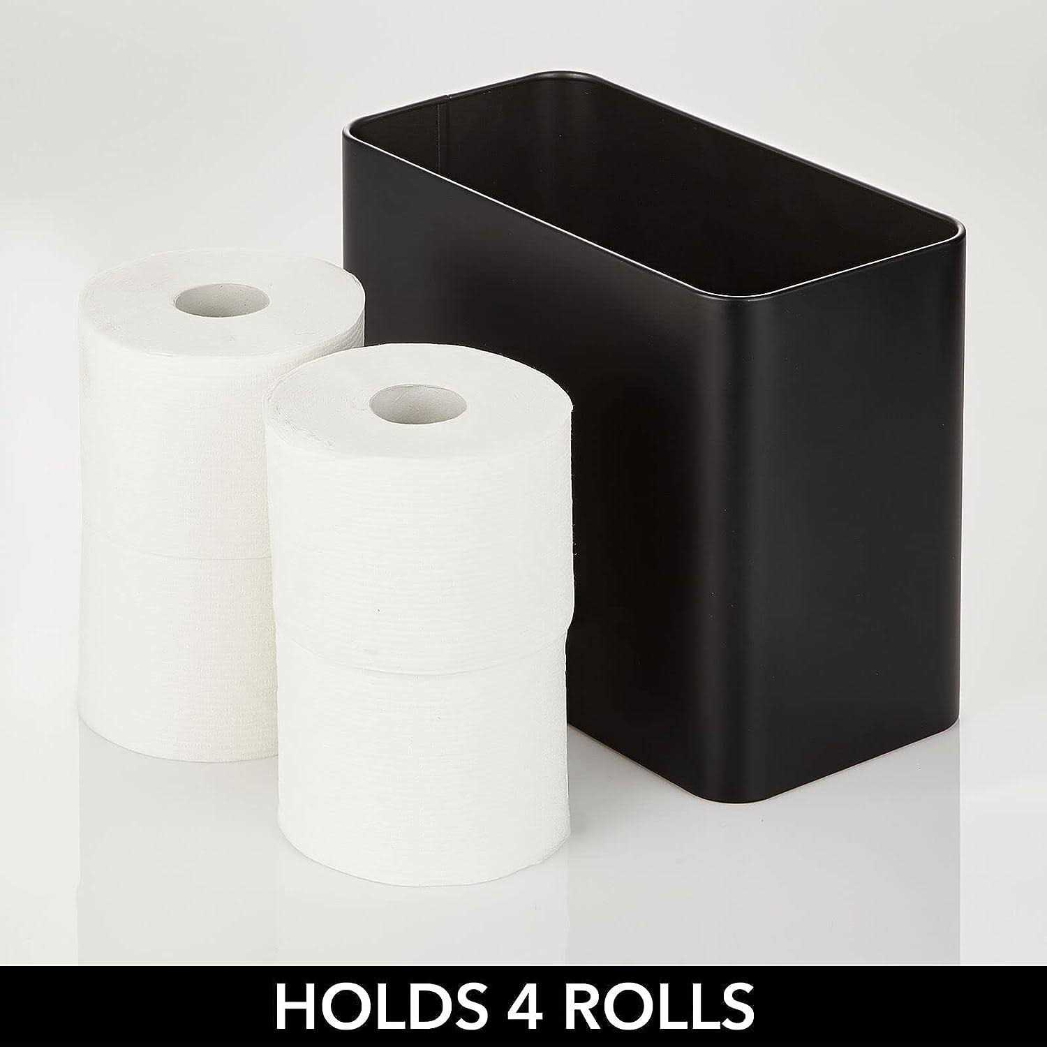 mDesign Tall Steel Toilet Paper 4-Roll Bathroom Storage Holder Bin - Image 5