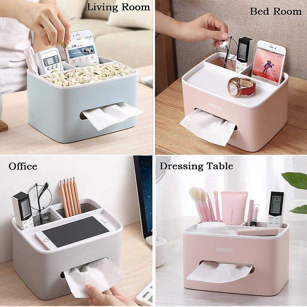 Rain House Multifunction Rectangular Tissue Holder Cover Case Facial Tissue Paper Box Napkins Dispenser Container Stylish Remote Control Desk Storage - Image 3