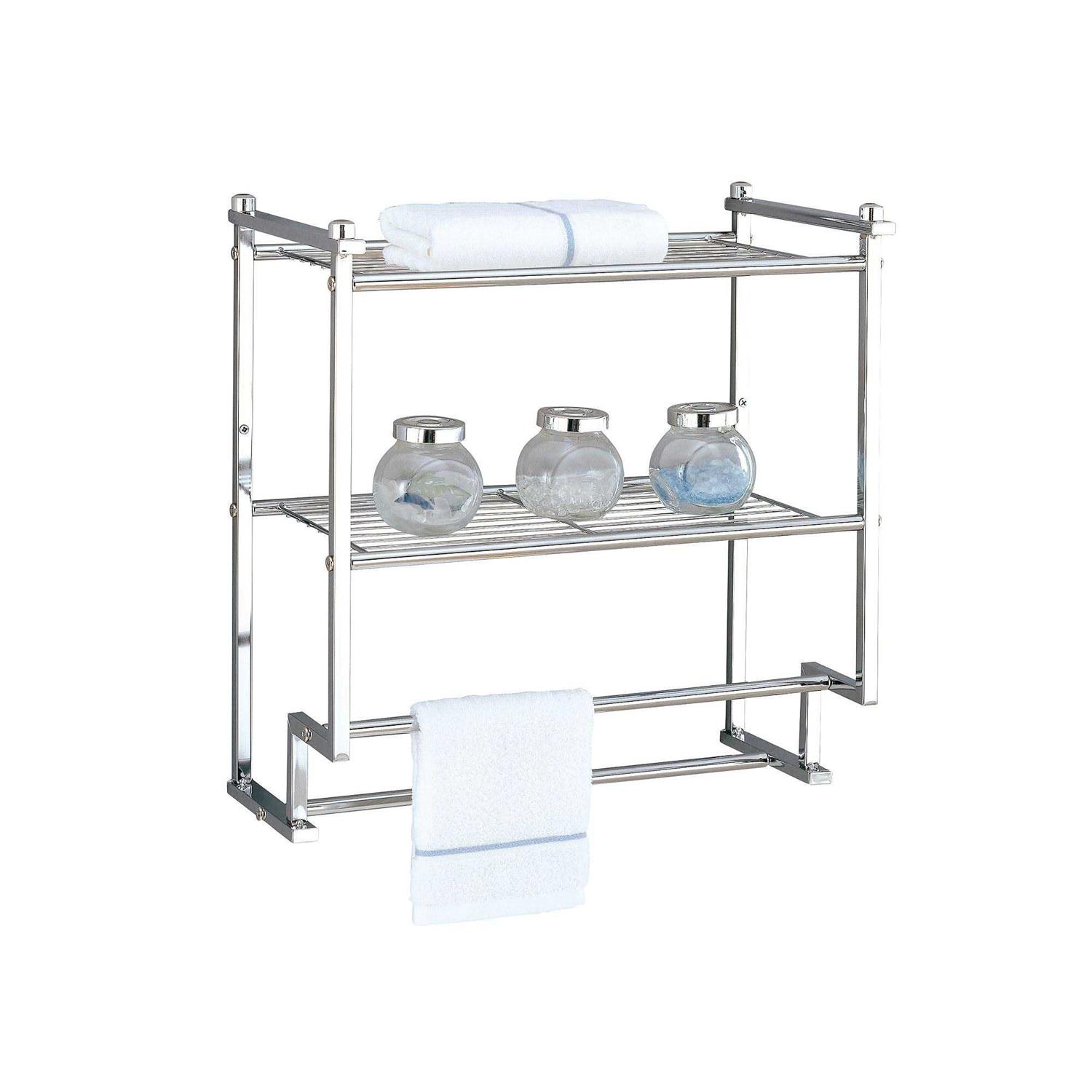 Organize It All 2 Tier Wall Mounted Shelf with Towel Rack - Image 5