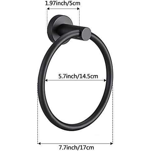 Pynsseu Matte Black Towel Ring for Bathroom 1 Pack Kitchen Bath Towel Holder Hangers Wall Mount Heavy Duty Storage Stainless Steel - Image 5