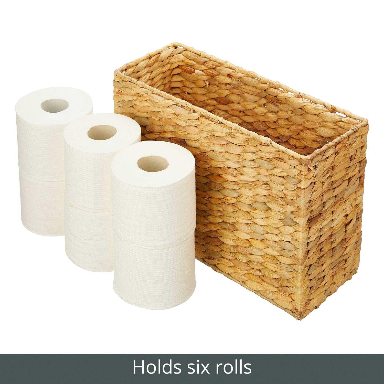 mDesign Rice Woven Hyacinth Bathroom Toilet Tank Storage Basket - Image 5