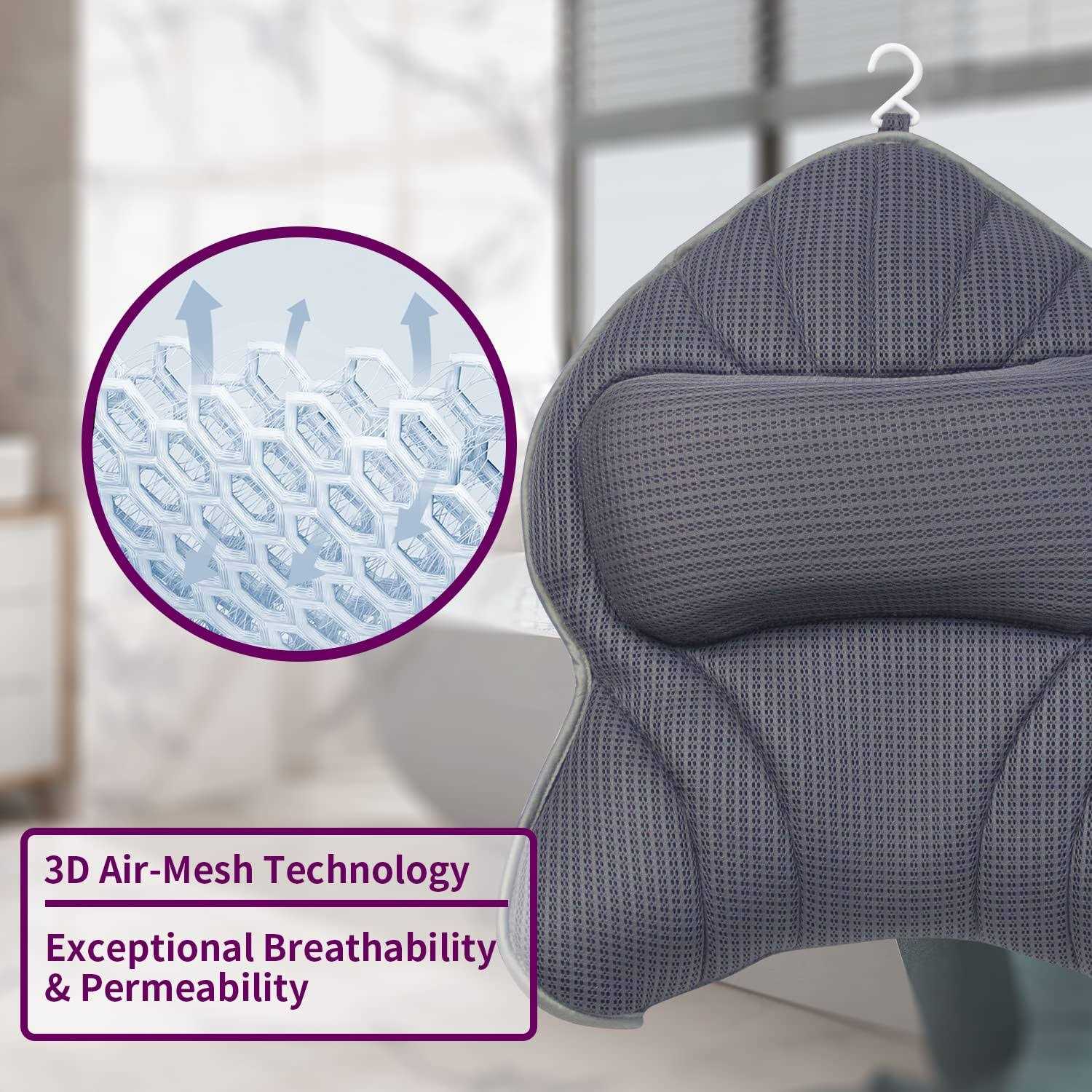 Poemland Extra Thick Large Bath Pillow with Neck,Back,Head Support for Bathtub - Image 3