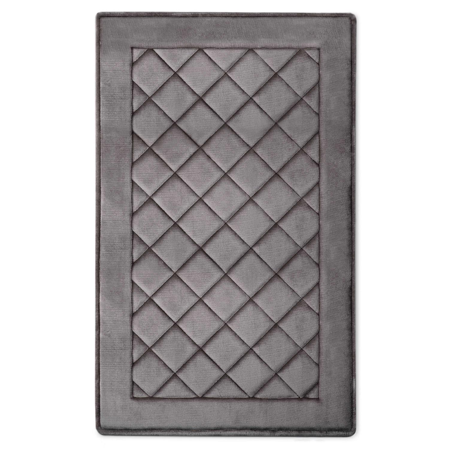 MICRODRY SoftLux Charcoal Infused Diamond Embroidered Memory Foam Bath Mat with GripTex Skid Resistant Base - Image 3