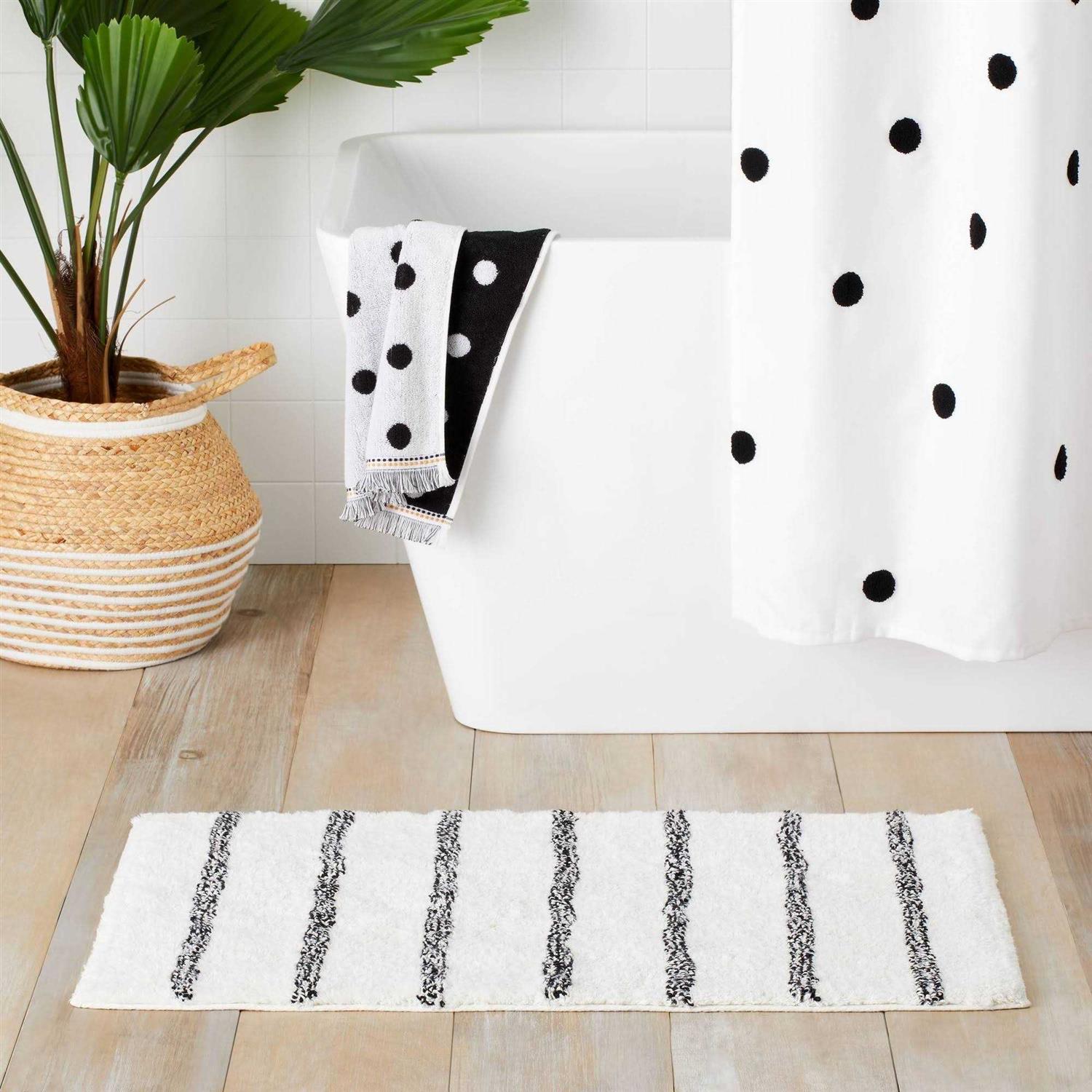 Pillowfort Striped Kids' Bath Rug Black & White - Image 3