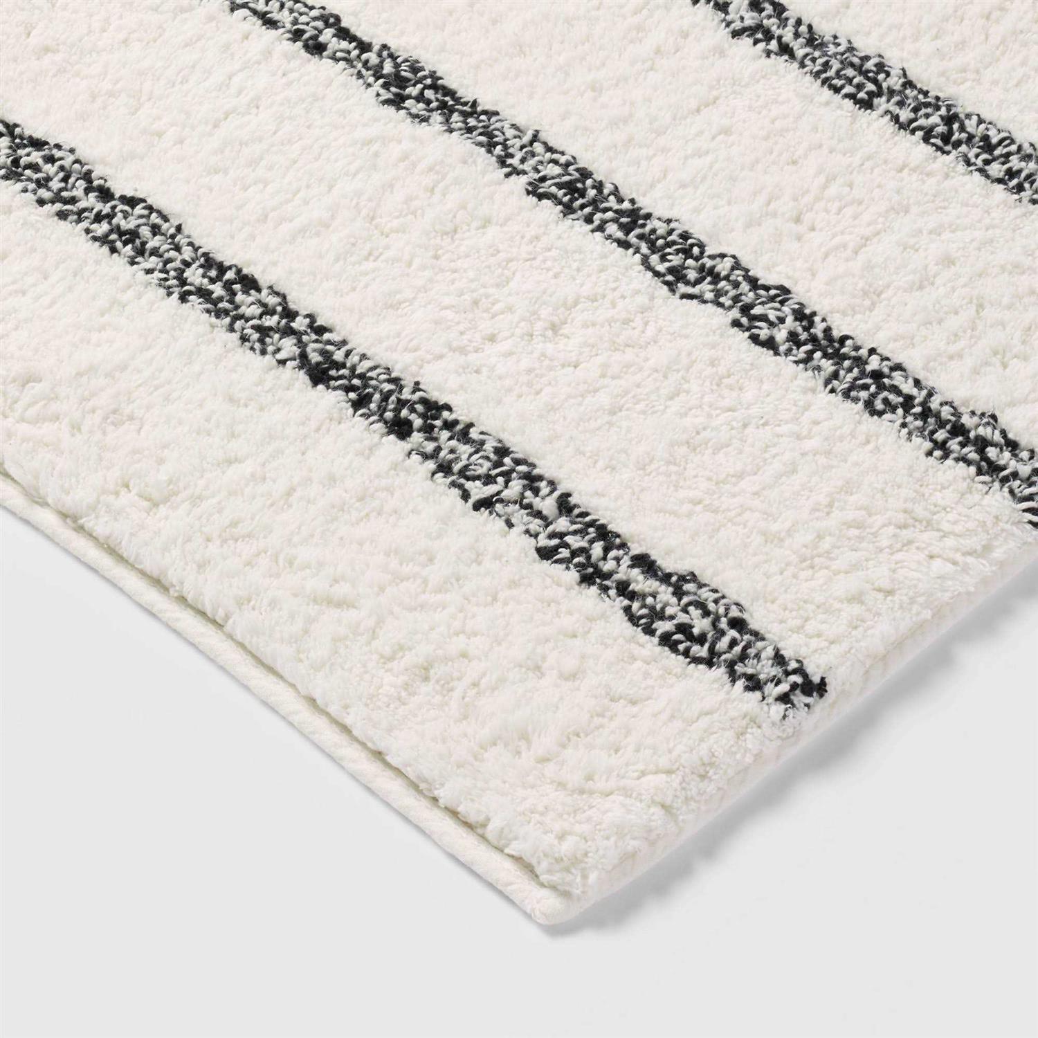 Pillowfort Striped Kids' Bath Rug Black & White - Image 4