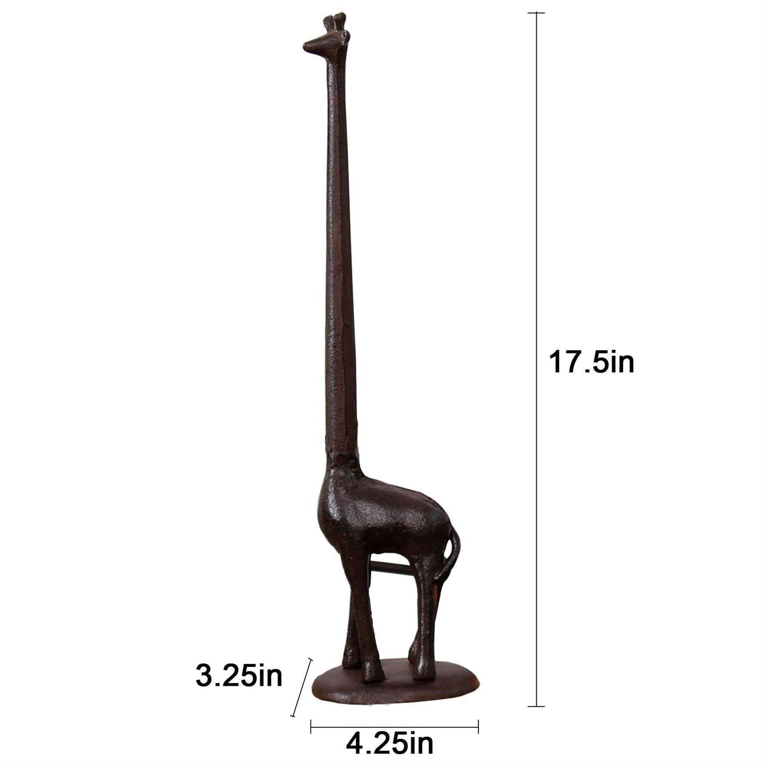 Ogrmar Cast Iron Giraffe Paper Holder Decorative Bathroom Toilet Paper Holder Stand 3.25 X 17.5 X 4.25 Inches - Image 3
