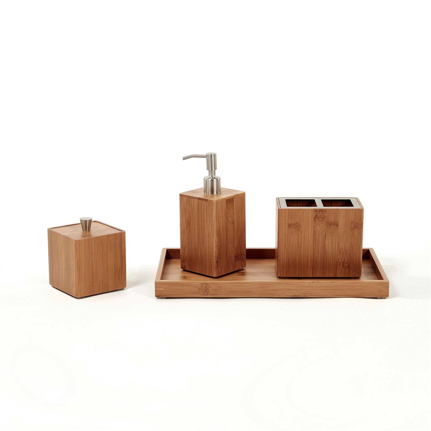 Seville Classics 5-Piece Bamboo Bath and Vanity Organizer Set - Image 3