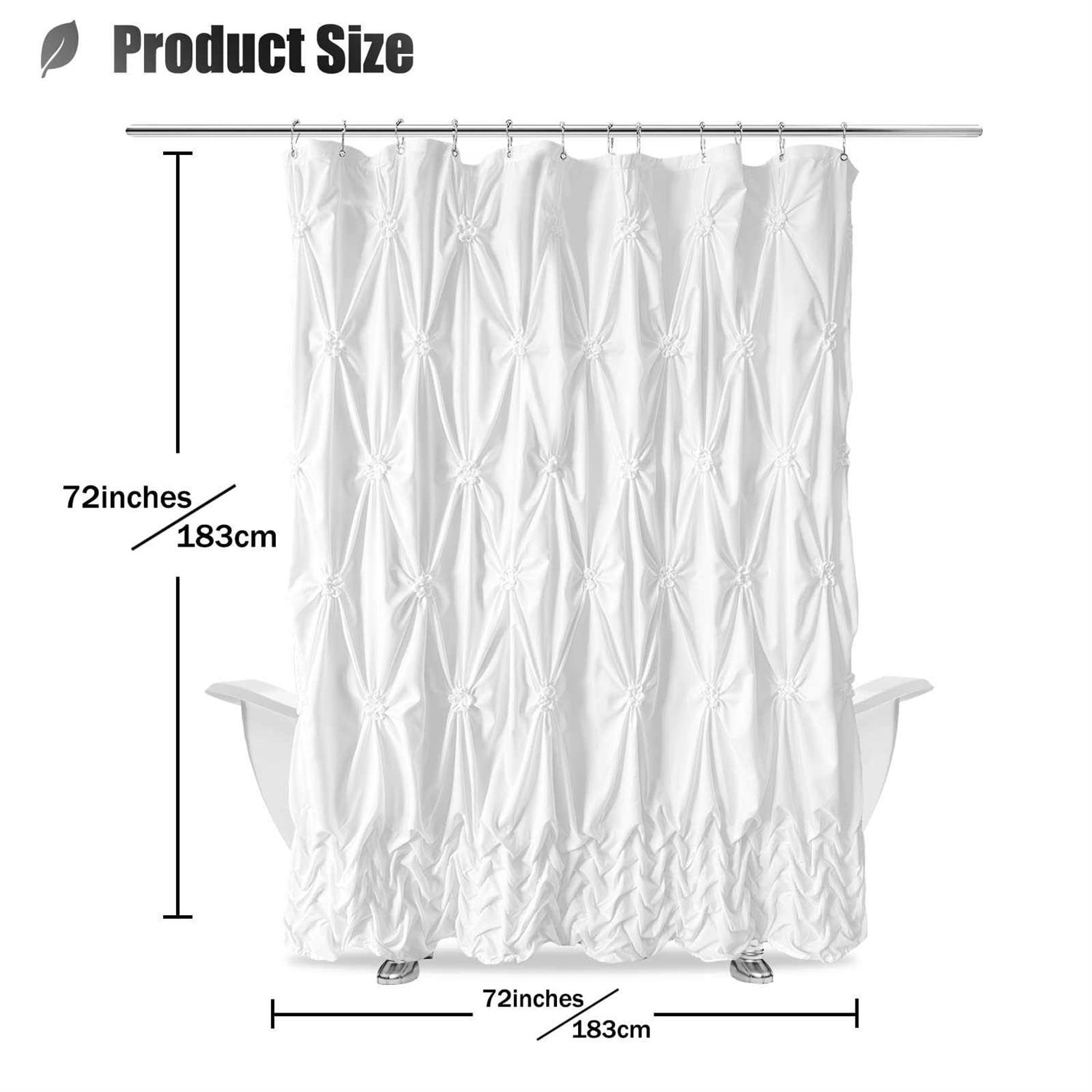 Seasonwood Farmhouse Shower Curtain White Fabric Shower Curtain - Image 3