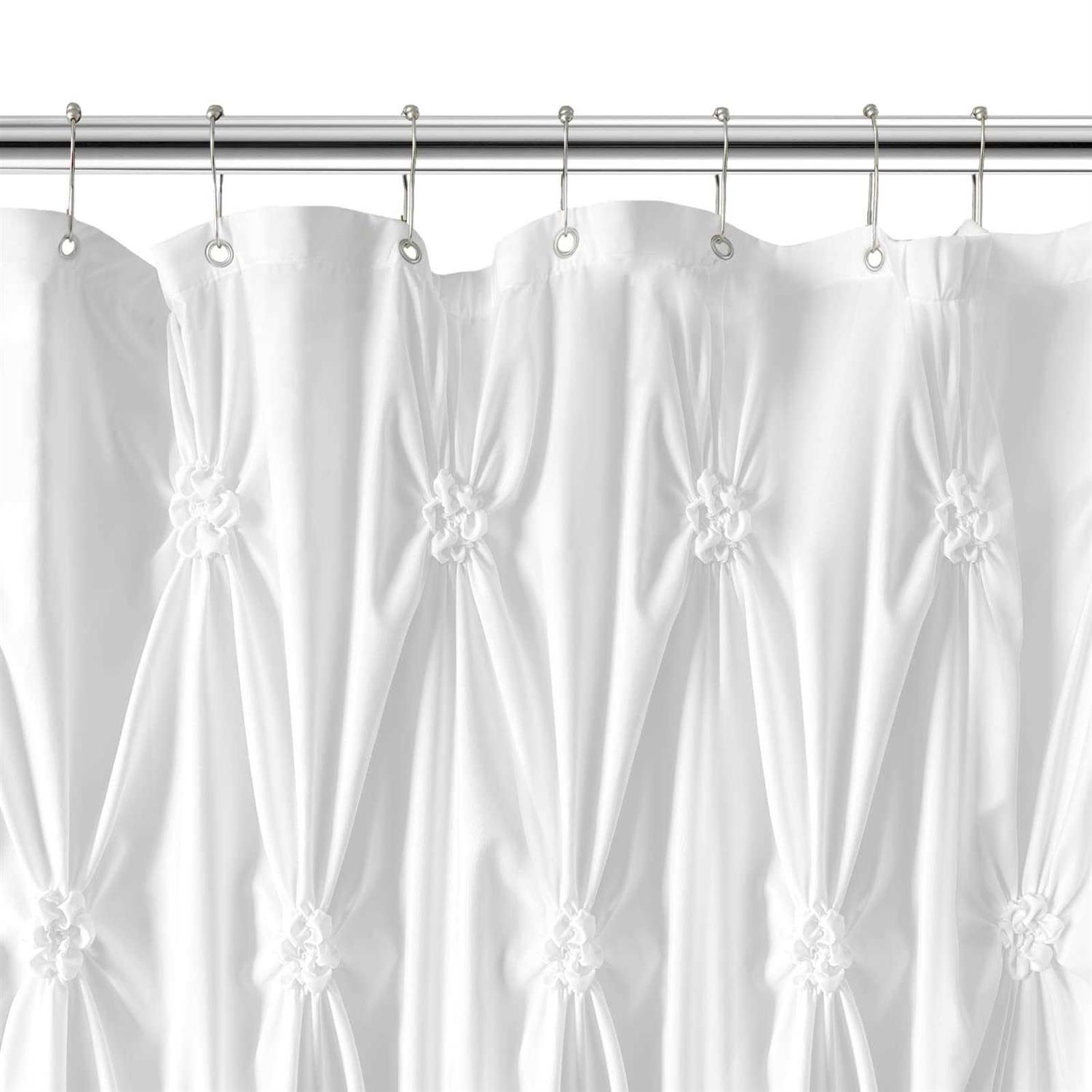 Seasonwood Farmhouse Shower Curtain White Fabric Shower Curtain - Image 4