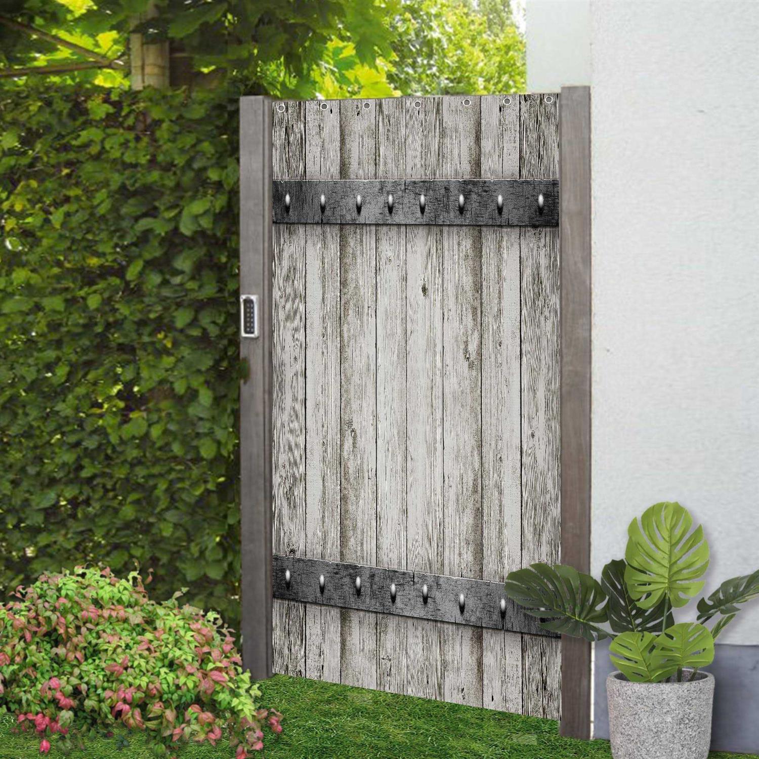 Riyidecor Rustic Small Stall Barn Door Shower Curtain 36Wx72H Farmhouse Wood Plank Wooden Country Texture Bathroom Decor Fabric Polyester Waterproof - Image 4