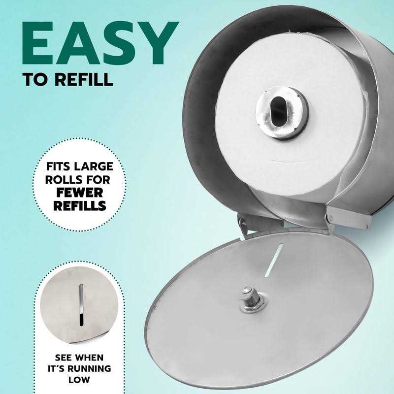 scuddles Toilet Paper Dispenser Stainless Steel Commercial Toilet Paper Dispenser Fits Any 9 Tisue Rolls Public Places Offices OR Homes Mounts - Image 3