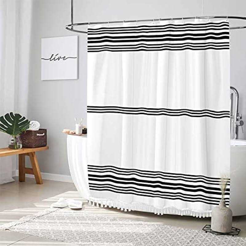Seasonwood Farmhouse Shower Curtain White Shower Curtain Shower Bathroom - Image 3