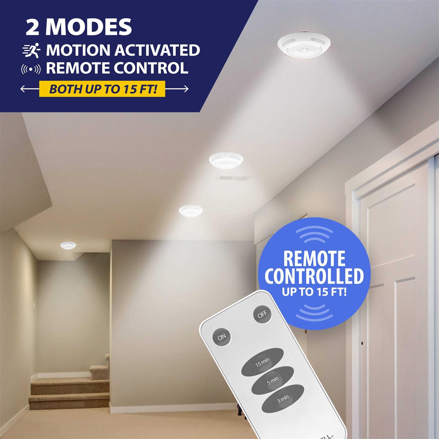 Bell and Howell Wireless Ceiling Light LED Motion Sensor Ceiling Light 360 Wide Angle Illumination Modern Style - Image 5
