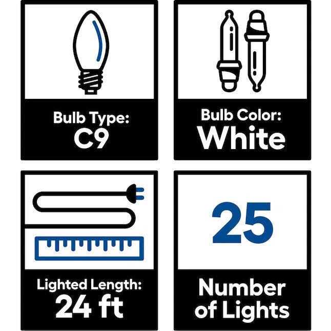 Holiday Living 25-Count 24-ft White Incandescent Plug-In Christmas String Lights - Image 5