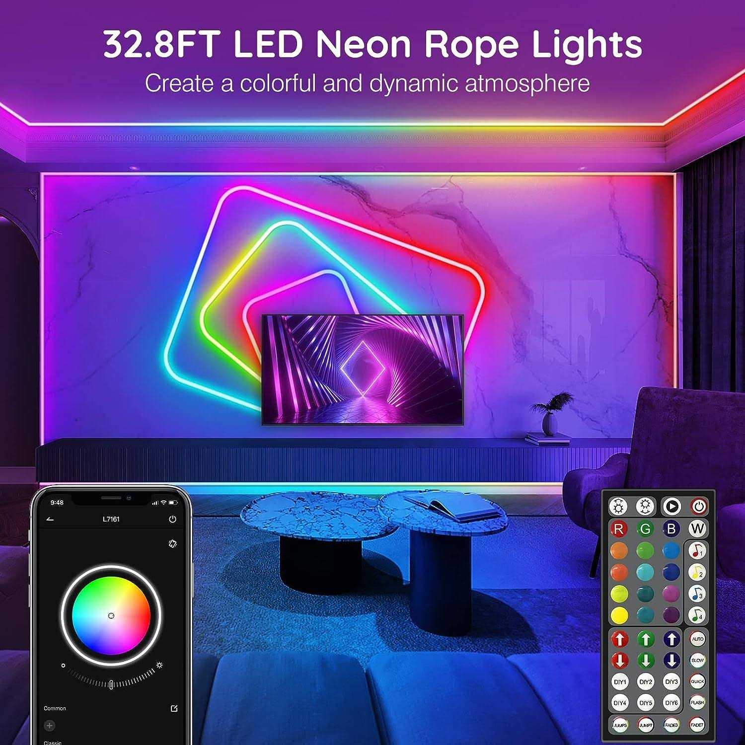 AILBTON Led Neon Rope Lights 32.8ft,Control with App/Remote,Flexible 32.8ft - Image 4