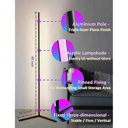 Corner Floor Lamp,60” Smart RGB LED Corner Lamp with App and Remote Control - Image 5