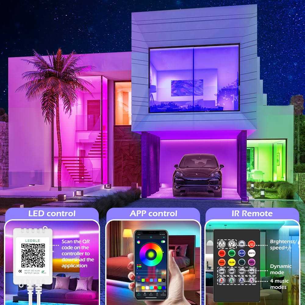 LETIANPAI 100ft Led Strip Lights,Long Smart Led Light Strips Music Sync 5050 RGB Color Changing Rope Lights,Bluetooth APP/IR Remote/Switch Box Control - Image 4