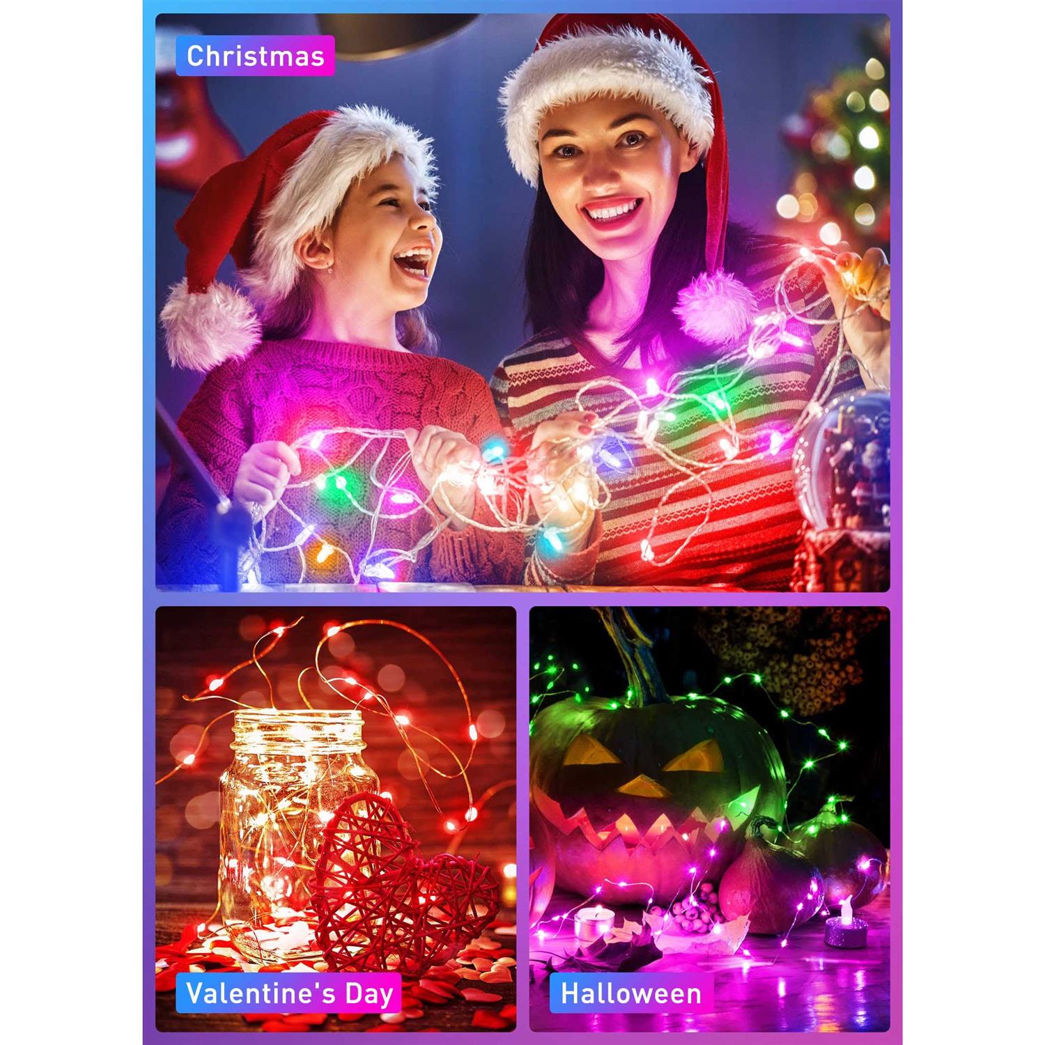 Minetom Fairy Lights Color Changing 33 ft 100 led String Lights with Remote - Image 4