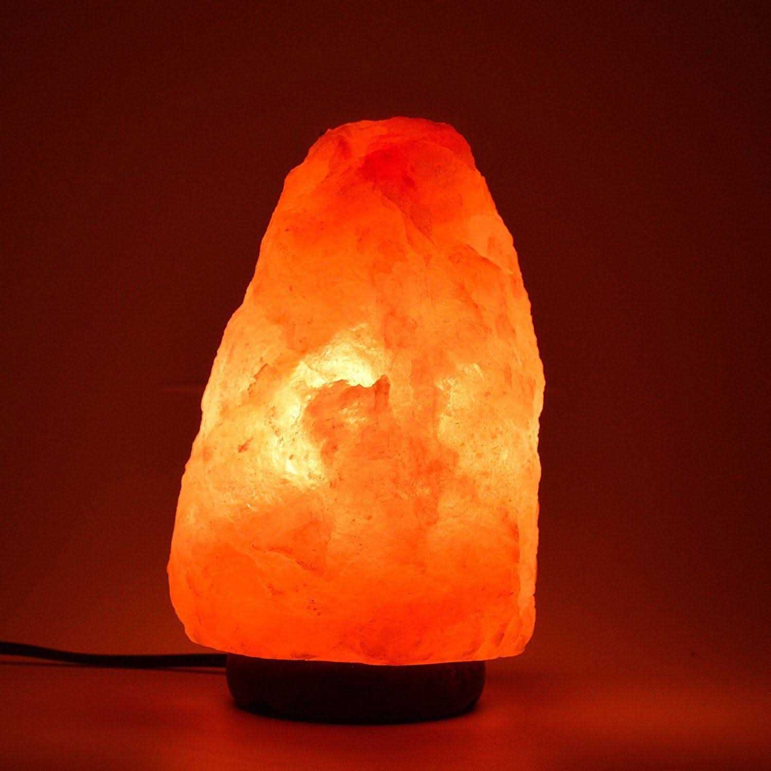 Spantik 7 inch Himalayan Salt Lamp with Dimmer Cord Night Light Natural Crystal Rock Classic Wood Base Authentic from Pakistan - Image 4