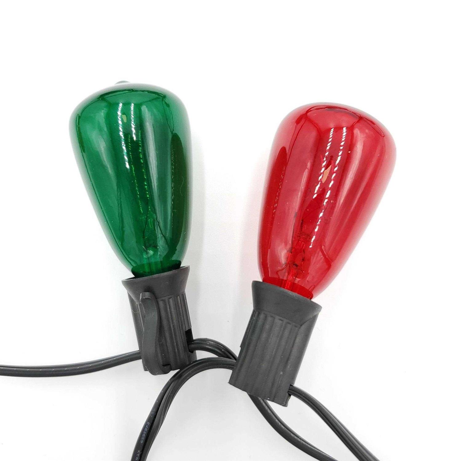 LumaBase Electric String Lights with Red & Green Edison Bulbs - Image 3