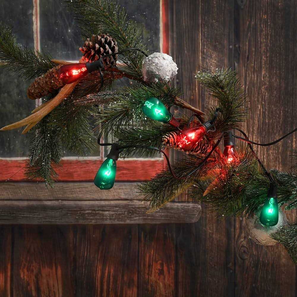 LumaBase Electric String Lights with Red & Green Edison Bulbs - Image 5