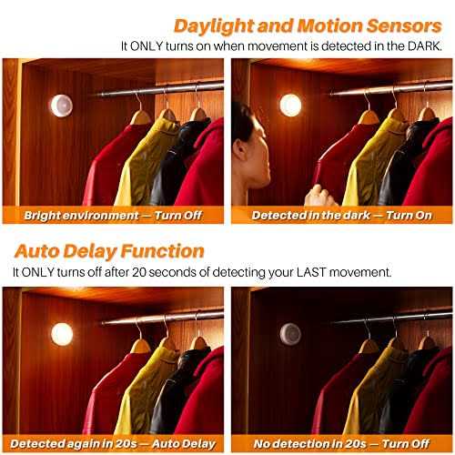 Motion Sensor Lights Indoor Star-spangled High CRI Stick on Stair Puck Lights Battery Operated - Image 3