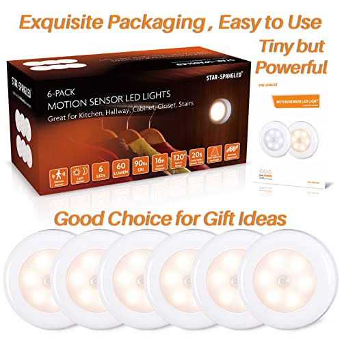 Motion Sensor Lights Indoor Star-spangled High CRI Stick on Stair Puck Lights Battery Operated - Image 4