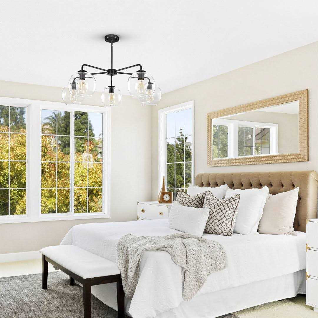 Mercer41 Bonnay 5 Light Sputnik Sphere Modern Glass Bubble Chandelier Base Finish - Image 5