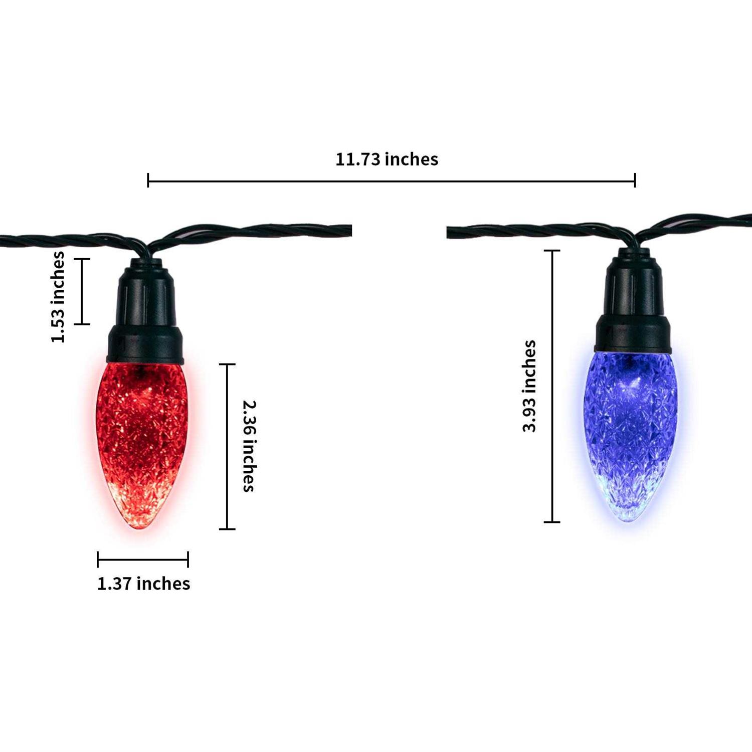 Novolink 11 ft. 12-Count Facetted LED Large C9 Bulb RGBw Color-Changing Christmas String Light - Image 4