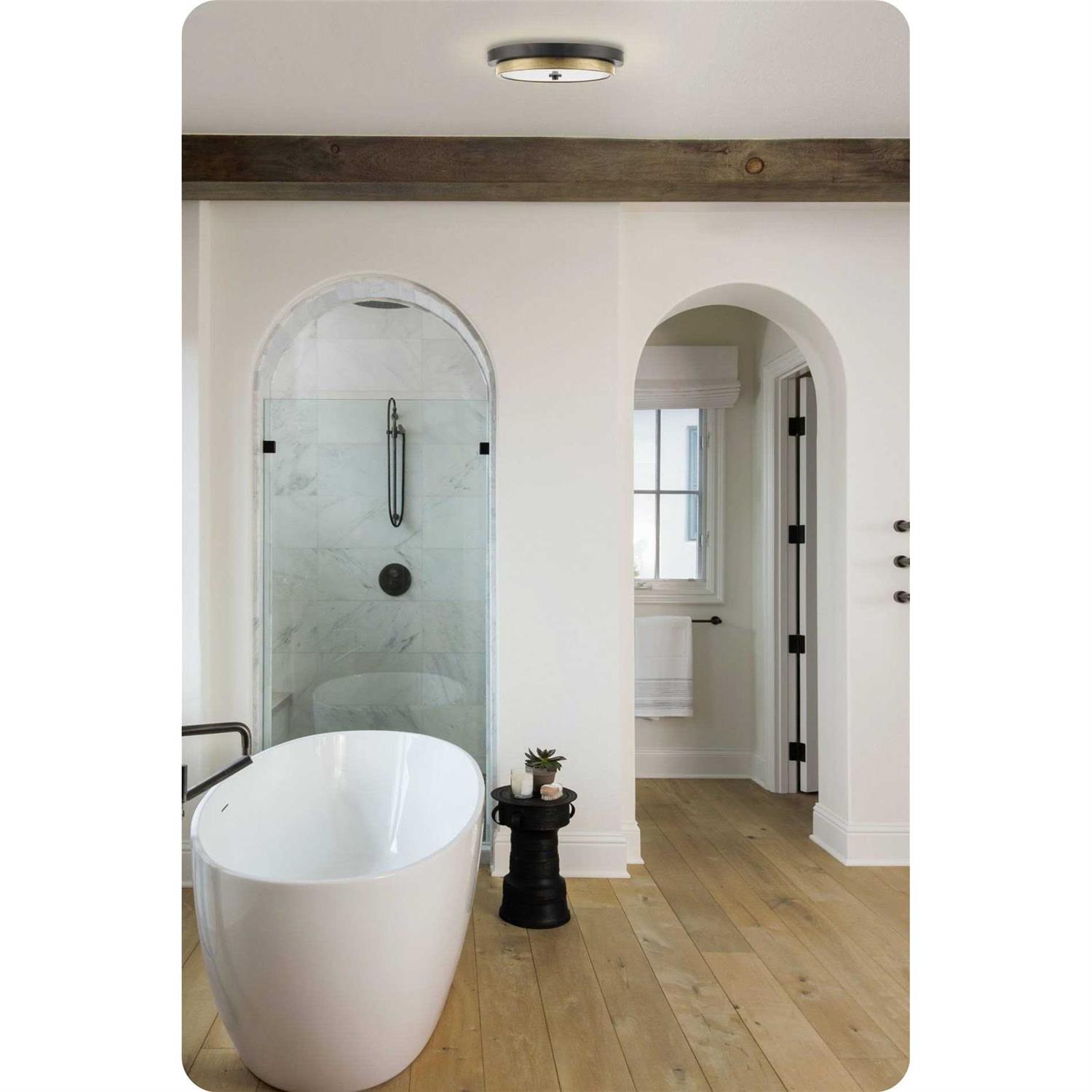 Kira Home Hermosa 14 inch Ceiling Light Integrated 24W Led Round Glass Diffuser - Image 3