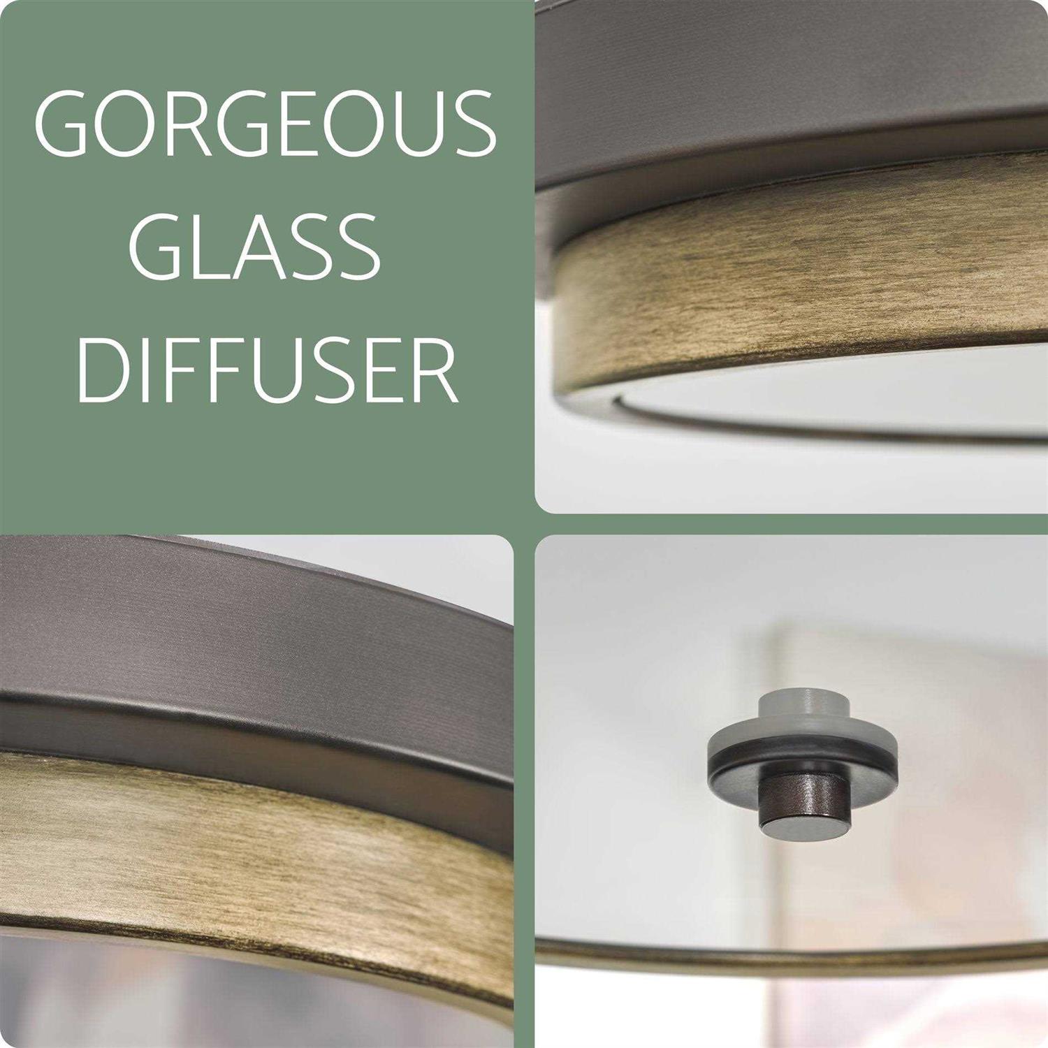 Kira Home Hermosa 14 inch Ceiling Light Integrated 24W Led Round Glass Diffuser - Image 4