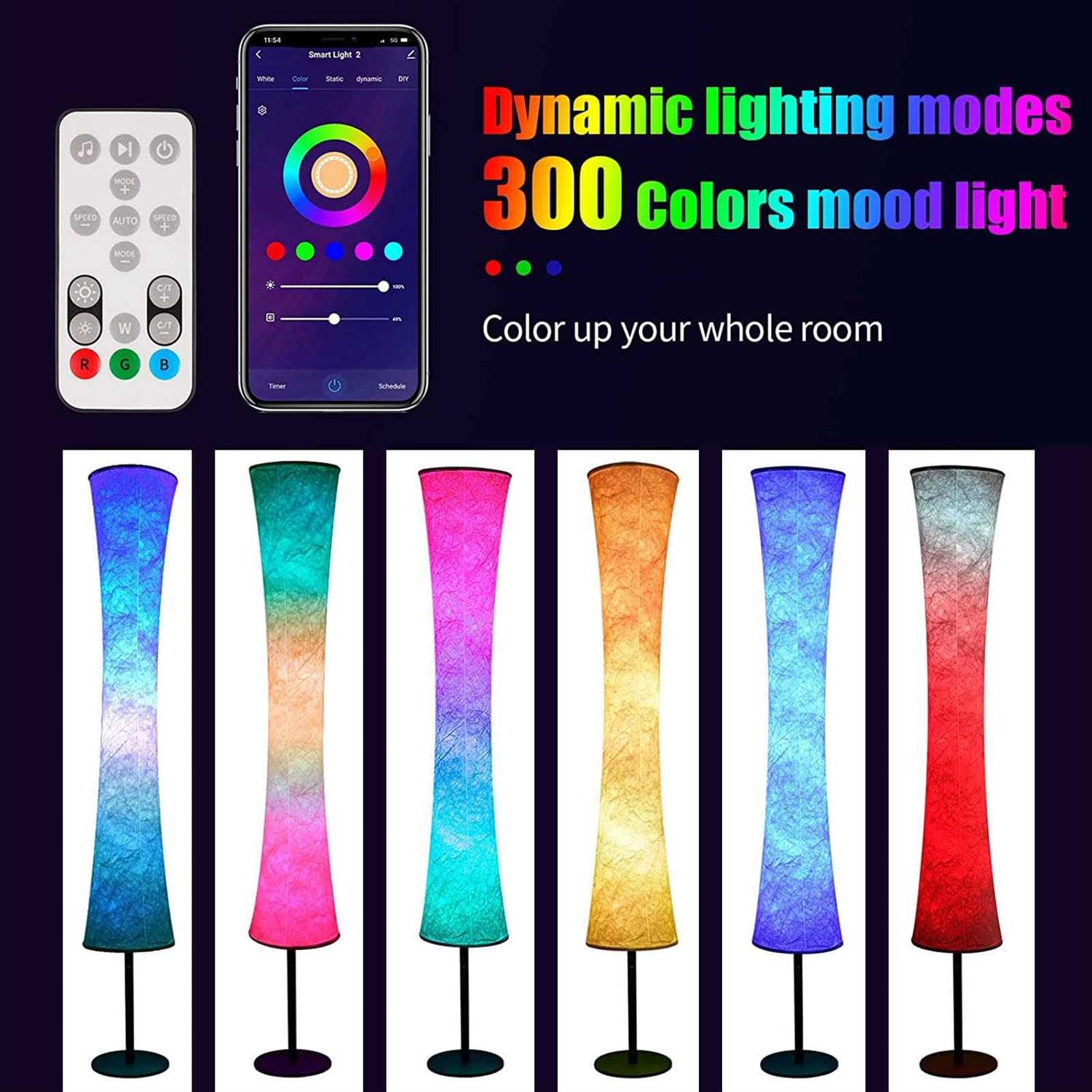 AKT LIGHTING Smart Floor Lamp, RGB Color Changing LED Lamp, App Control Modern Floor Lamp with DIY Mode and Music Sync - Image 3