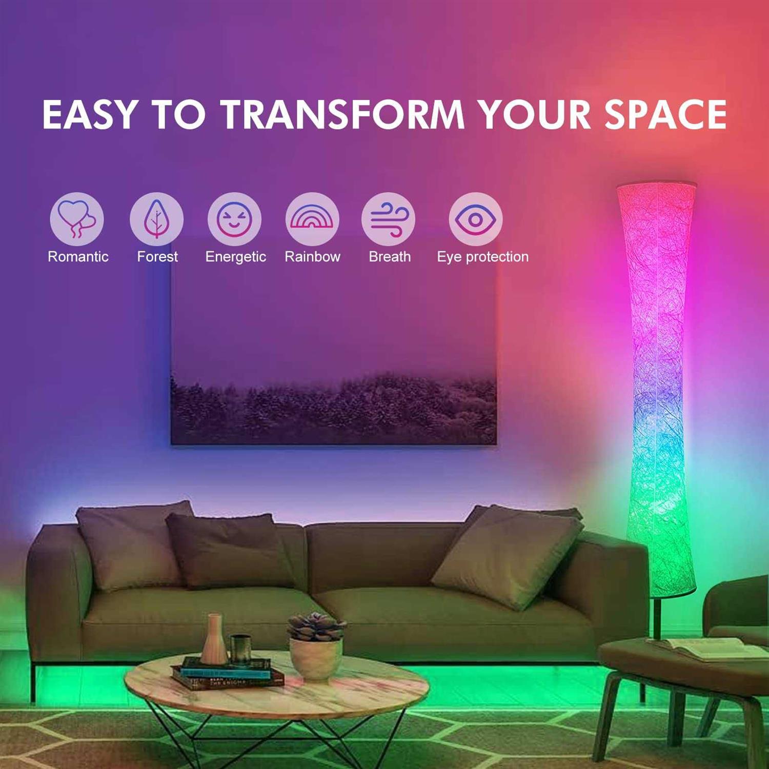 AKT LIGHTING Smart Floor Lamp, RGB Color Changing LED Lamp, App Control Modern Floor Lamp with DIY Mode and Music Sync - Image 4