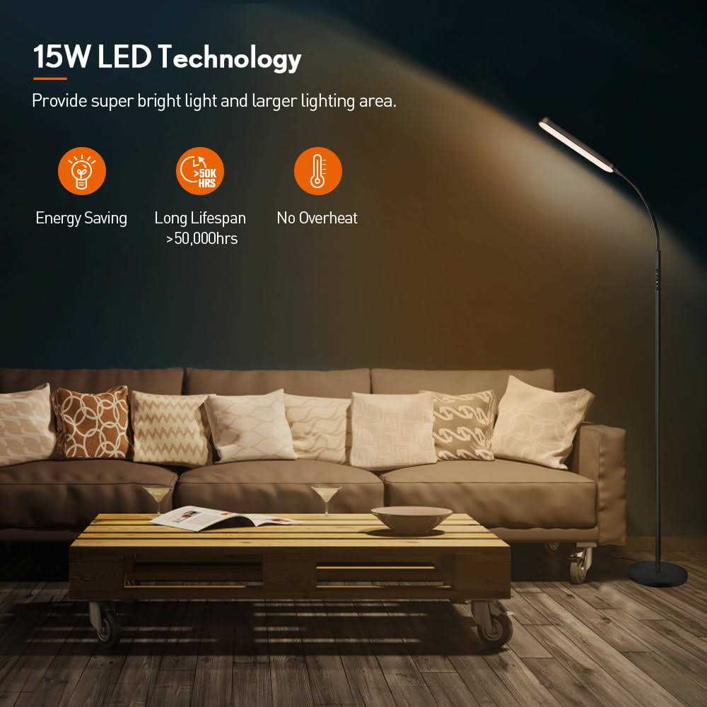 Outon LED Reading Floor Lamp with Remote &Touch Control-4 Color Temperature Standing Light for Living Room - Image 4